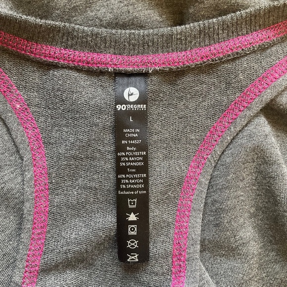 90 Degree Ladies Racerback Activewear Tank Top Gray Pink Size L - Picture 8 of 9